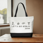 Personalized Let's Go Girls Large Capacity Tote Bag with Name Daily Use Girls Trip Bachelorette Party Gift for Girl Bridesmaid