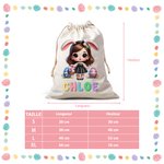 Sac de bonbons en toile personnalisé avec nom et fille de dessin animé - Cadeau de Pâques pour les filles