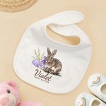 Personalized First Easter Bunny Baby Bib with Name and Easter Egg Baby Shower Easter Gift for Newborns