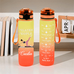 Personalized Cartoon Pilates Character Leakproof 32 oz Water Bottle with Name and Time Marker Sport Accessories Birthday Gift for Woman Pilates Lovers