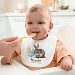 Personalized First Easter Bunny Baby Bib with Name and Easter Egg Baby Shower Easter Gift for Newborns