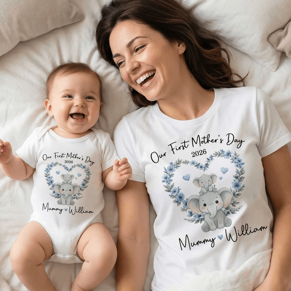 Personalizado Animales Lindos Corona de Corazones 100% Algodón Body de Bebé Camiseta a Juego con Nombres Primer Regalo del Día de la Madre para Recién Nacido Nueva Mamá