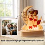Personalised Cartoon Character Moon Heart Acrylic LED Night Light with Name and Wooden Base Room Decor Birthday Gift for Kid Grandma