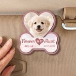 Personalized Heart Dog Bone Wooden Photo Car Visor Clip with Name and Date Car Accessory Pet Loss Memorial Gift for Pet Owner Lover
