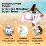 Toalla de playa personalizada de gran tamaño con temática oceánica, con nombre e inicial Regalo de fiesta en la playa para niños y niñas