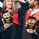 Gepersonaliseerde schattige uil-knuffel met afstudeerhoed en toga tekst en jaartal afstudeercadeau voor afgestudeerden klasgenoten