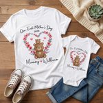 Personalizado Animales Lindos Corona de Corazones 100% Algodón Body de Bebé Camiseta a Juego con Nombres Primer Regalo del Día de la Madre para Recién Nacido Nueva Mamá