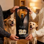 Personalized Watercolor Pet Portrait PU Leather Protective Wine Bag with Text and Name Wedding Engagement Gift for Newlyweds Pet Lovers