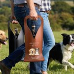 Personalized Watercolor Pet Portrait PU Leather Protective Wine Bag with Text and Name Wedding Engagement Gift for Newlyweds Pet Lovers