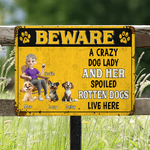 Personalized Paw Print Cartoon Character Dog Garden Tinplate Sign with Name Garden Decor Birthday Anniversary Gift for Pet Owner Lover