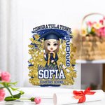 Personalised Congratulations You Did It Cartoon Character Acrylic Plaque with Name and Year School Graduation Keepsake Birthday Gift for Graduates