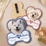 Personalized Heart Dog Bone Wooden Photo Car Visor Clip with Name and Date Car Accessory Pet Loss Memorial Gift for Pet Owner Lover