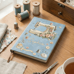Personalised Vintage Sewing Machine Pattern Name A5 A6 PU Leather Notebook Daily Use Birthday Gift for Sewers Women