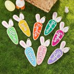 Personalizzato multicolore coniglietto orecchie carota cestino acrilico nome tag primavera festa favore regalo di Pasqua per ragazzi ragazze