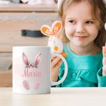 Personlig krans av färska blommor Kaninöron 12 oz emaljmugg 11/15 oz keramikmugg med namn Påskfest Favoritgåva för barn och familjer