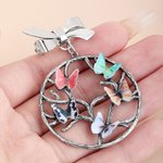 Personalized Tree of Life Brooch Pin with 1-12 Birth Butterflies Birthday Mother's day Gift for Mom Grandma