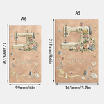 Personalised Vintage Sewing Machine Pattern Name A5 A6 PU Leather Notebook Daily Use Birthday Gift for Sewers Women