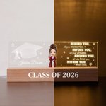 Personalized Cute Cartoon Graduate Character Acrylic LED Night Light with Wooden Base and Name Home Decor Graduation Gift for Class of 2026 Graduates