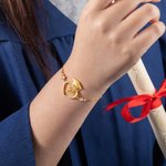 Personalizada Graduación Cap Corazón Zircon Collar Pulsera con Nombre Regalo de Graduación para Ella