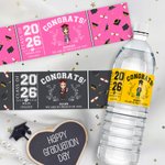 Personalised Class of 2026 Cartoon Graduate Water Bottle Label with Name School Year Graduation Party Gift for Graduates