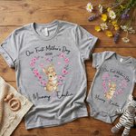 Personalizado Animales Lindos Corona de Corazones 100% Algodón Body de Bebé Camiseta a Juego con Nombres Primer Regalo del Día de la Madre para Recién Nacido Nueva Mamá