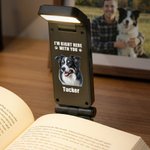 Personalized Cartoon Pet Photo LED Rechargeable Light Clip with Name Reading Accessory Birthday Gift for Pet Lovers Owners Book Lovers Bookworms