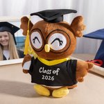 Personalised Cute Grad Cap and Bachelor's Gown Owl Plush Toy with Text and Year Souvenir Graduation Ceremony Gift for Graduates Classmates