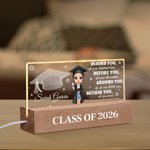Personalized Cute Cartoon Graduate Character Acrylic LED Night Light with Wooden Base and Name Home Decor Graduation Gift for Class of 2026 Graduates