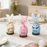 Personalized Beard Glasses Easter Eggshell Napkin Ring Ornament with Name and Rope Bow Table Decor Easter Party Gift for Family