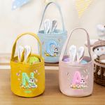 Personalised Cute Bunny Initial Butterfly Easter Basket with Name Eggs Hunting Party Easter Gift for Kids