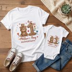 Spersonalizowana koszulka dla niemowląt Flower Heart Cute Animal Mama 100% bawełna Body niemowlęce Dopasowany strój z imionami 1. prezent na Dzień Matki dla mamy niemowlęcia