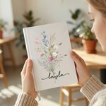 Personnalisé Vintage Elegant Wildflower Bouquet A5 Journal Notebook with Name Birthday Mother's Day Gift for Woman Family Friends