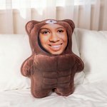 Personalised Funny Face Photo Design Muscle Bear Plush Toy Pillow Home Decor Anniversary Gift for Couple Friend