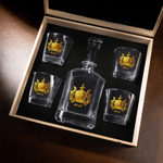 Personalisierte Golden Shield Initial Name Whiskey Dekanter Geburtstag Vatertag Geschenk für Whiskey-Liebhaber