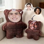 Personalised Funny Face Photo Design Muscle Bear Plush Toy Pillow Home Decor Anniversary Gift for Couple Friend