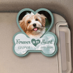 Personalized Heart Dog Bone Wooden Photo Car Visor Clip with Name and Date Car Accessory Pet Loss Memorial Gift for Pet Owner Lover