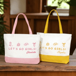 Personalisierte Let's Go Mädchen große Kapazität Tote Tasche mit Namen täglichen Gebrauch Mädchen Reise Bachelorette Party Geschenk für Mädchen Brautjungfer