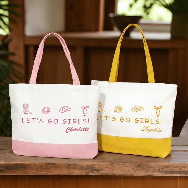 Personalized Let's Go Girls Large Capacity Tote Bag with Name Daily Use Girls Trip Bachelorette Party Gift for Girl Bridesmaid
