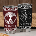 Personalisierte Multicolor Viking Runen nordische Mythologie isoliert 20 oz Becher mit Namen Reisen täglichen Gebrauch Geburtstag Geschenk für Männer