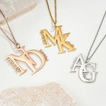 Personalized Double Initials Names Necklace Dainty Jewelry Wedding Birthday Anniversary Mother's Day Gift for Women