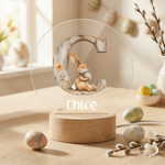 Personalisierte Blume Osterhase Initiale LED-Nachtlicht mit Namen und hölzerne Basis Raumdekoration Geburtstag Ostern Party Geschenk für Kinder