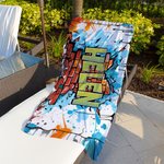 Personalized Graffiti Style Quick Dry Oversized Microfiber Beach Towel with Name Summer Vacation Beach Party Birthday Gift for Kids Friends