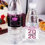Gorro de graduación personalizado Clase 2026 Etiqueta adhesiva de purpurina para botella de agua con nombre y año Decoración de fiesta Regalo de graduación para graduados