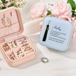 Personalisierte Klasse von 2026 Quaste Muster Lederschmuck Box mit Namen und Wunsch Nachricht Portable Reise Accessoire Graduierung Geschenk für Absolventen