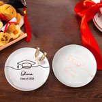 Gorro de Graduación Personalizado Plato de Cerámica con Nombre y Texto Clase de 2026 Regalo de Graduación para Mujeres Graduadas