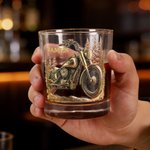Personalisierte Cool Motorrad Design 10 oz Rock Whiskey Glas mit Namen Vatertag Geburtstag Geschenk für Mann Whiskey-Liebhaber