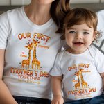 Personalized 2026 Our First Mother's Day Together Giraffe Baby Onesie Gift for Baby New Mother