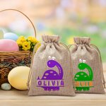 Personalisierte niedliche Kaninchenohr Dinosaurier Drawstring Geschenk Tasche mit Namen Ostern Jagd Party Geschenk für Jungen Mädchen