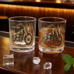 Personalisierte Cool Motorrad Design 10 oz Rock Whiskey Glas mit Namen Vatertag Geburtstag Geschenk für Mann Whiskey-Liebhaber