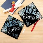 Personalized Cherry Blossom Stethoscope Nurse BSN ADN Graduation Cap Topper Decoration with Name and Year Graduation Gift for Medical Graduates